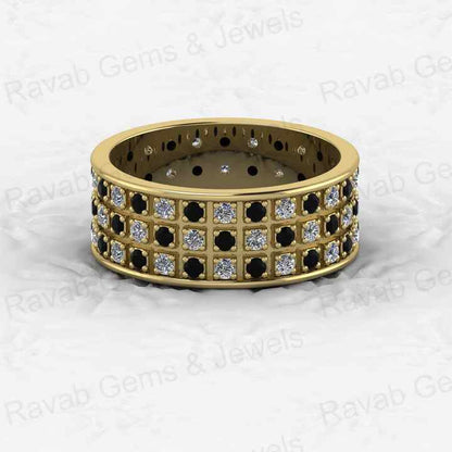 Top Selling 925 Silver Gold Vermeil 8mm Wide Eternity Wedding Band With Checkerboard Pattern Micro CZ Women Fine Jewelry Ring