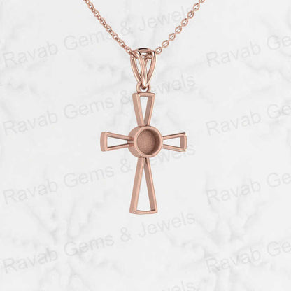 Genuine 925 Sterling Silver 24x18mm Christ Cross Semi Mounting Blank Setting Charm Pendant for Jewelry Findings & Components