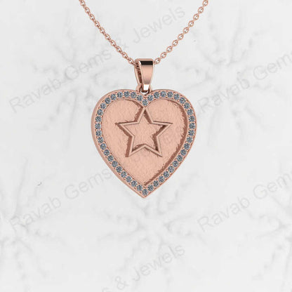 New Arrival Genuine 925 Sterling Silver 25mm Star in Heart Charm Pendant Semi Mount Blank Setting Good for Resin DIY Jewelry
