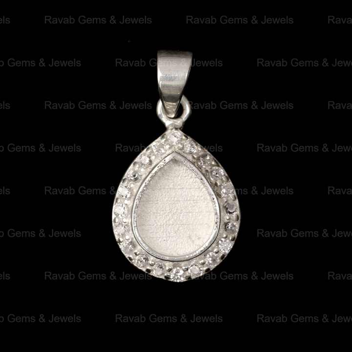 Solid 925 Silver 8x10mm Pear Drop Blank Bezel Semi Mounting Charm Pendant Setting for Gemstone and Resin Ashes Zircon Jewelry