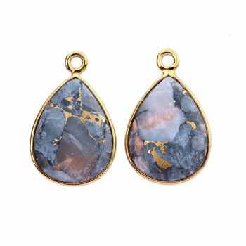 Top Selling 925 Genuine Silver Teardrop Pendant With 12x16mm White Calcite Copper Gemstone Bezel Setting Fine Charms Necklace