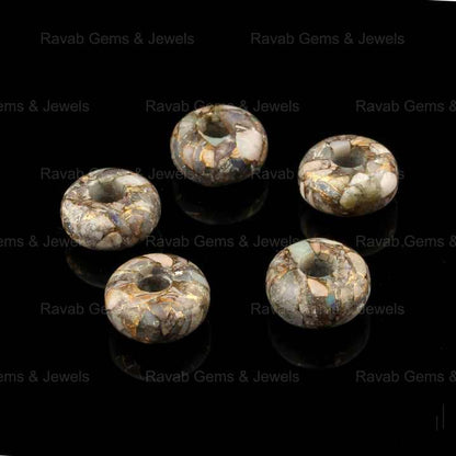 14x8mm Natural Ethiopian Pink Opal Copper Smooth Briolette Rondelle Big Hole Gemstone Loose Beads for Jewelry Making Wholesaler