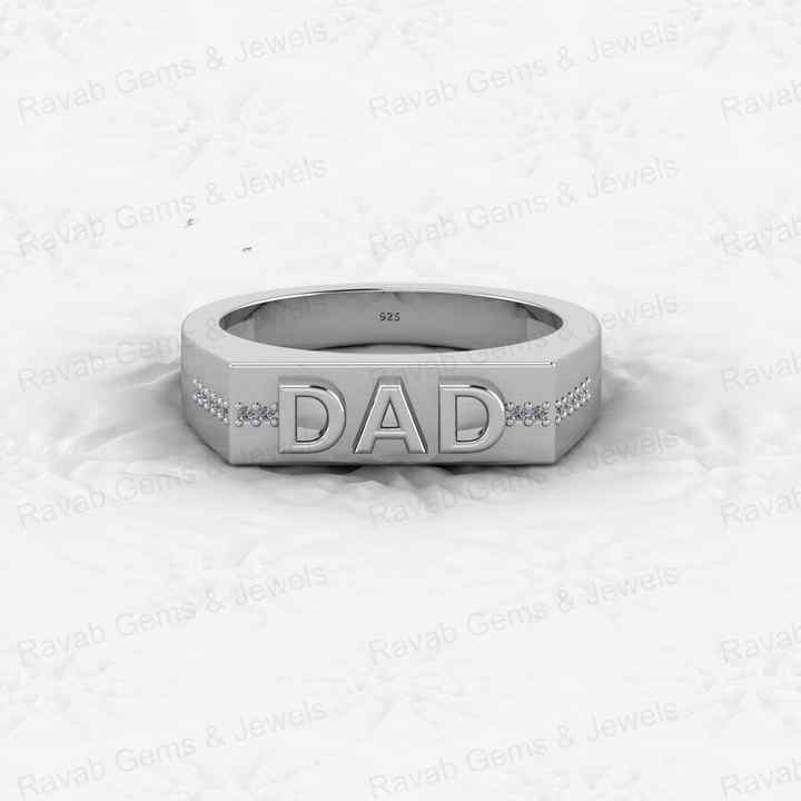 Best Selling 925 Silver Vermeil Eternity Ring DAD Father Curb Embossed Personalized for Men Women Fine Jewelry for Wedding Party
