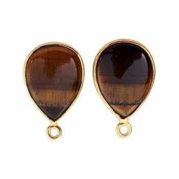 Best Quality Solid 925 Sterling Silver 18K Gold Plated 12x16mm Bezel Setting Natural Tiger Charms Pendant Fine Pendants Charms