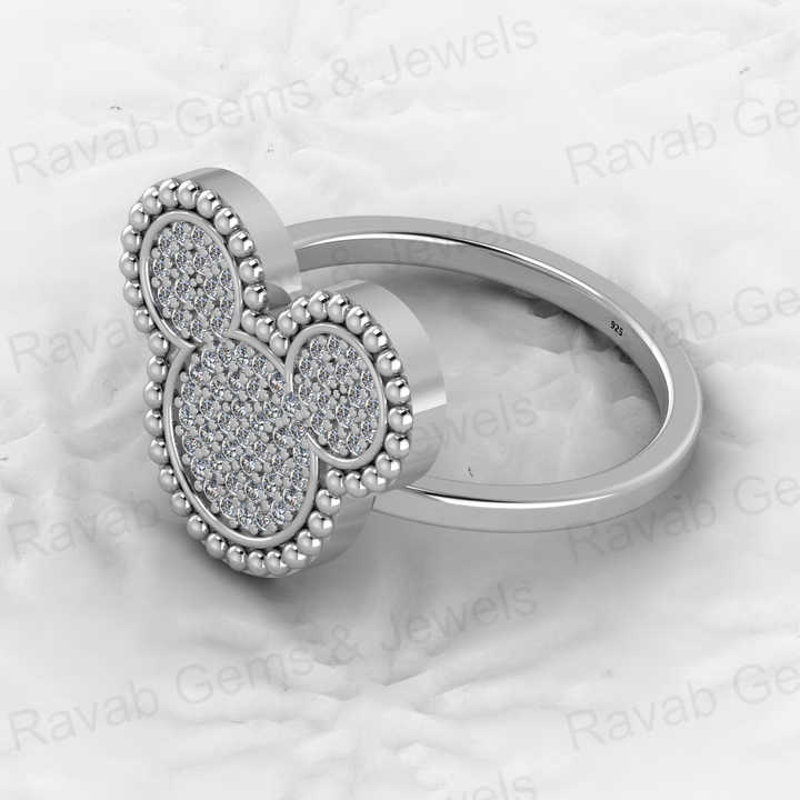 Top Trending Beautiful 925 Sterling Solid Silver CZ Pave Vermeil Eternity Micky Mouse Design Women Ring for Customized Jewelry