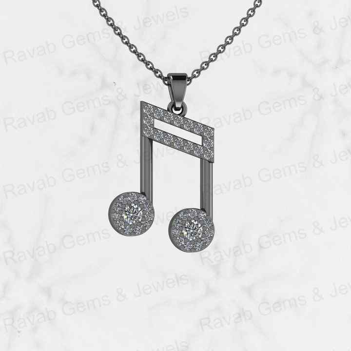 Best Selling Genuine 925 Sterling Silver With Zircon 25x17mm Musical Note Symbol Charm Pendant Necklace Women Fine Jewelry