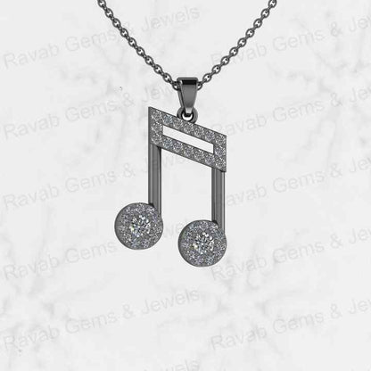 Best Selling Genuine 925 Sterling Silver With Zircon 25x17mm Musical Note Symbol Charm Pendant Necklace Women Fine Jewelry