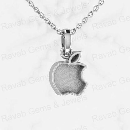 Top Quality 925 Sterling Silver 16x9mm Apple Brand Logo Semi Mounting Charm Pendant Bezel Setting for Resin Ashes Work Jewelry