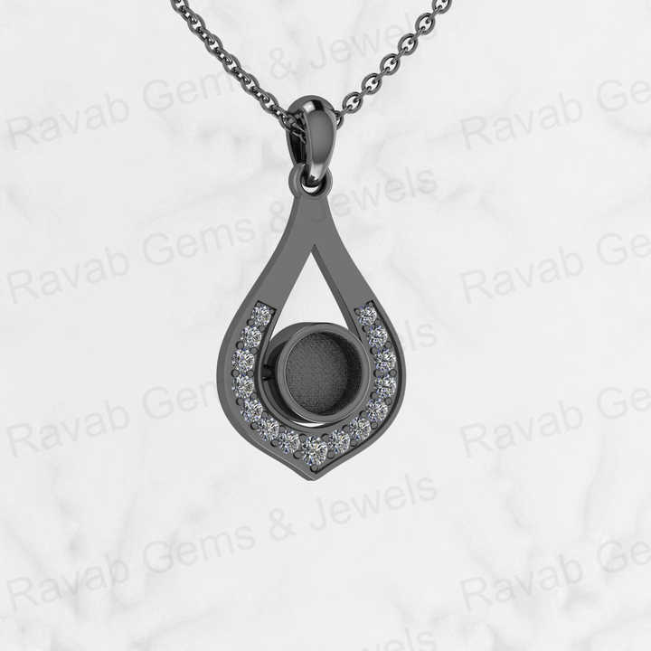 Solid 925 Silver Teardrop 6mm Round Blank Cabochon Pendant Setting CZ Breastmilk Resin Ashes Keepsake Memorial Jewelry Component