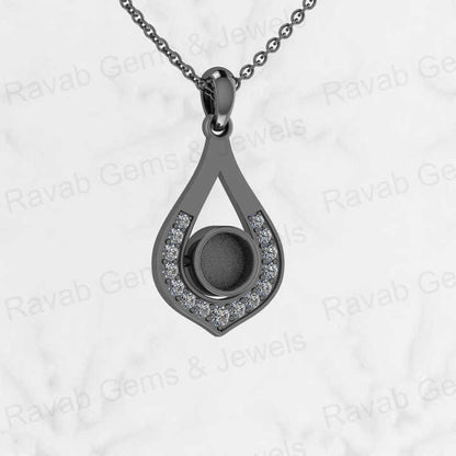 Solid 925 Silver Teardrop 6mm Round Blank Cabochon Pendant Setting CZ Breastmilk Resin Ashes Keepsake Memorial Jewelry Component