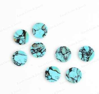 New Arrival 12mm Smooth Blue Kingman Turquoise Wholesale Natural Flat Coin Loose Gemstones for Making Wholesale Jewelry