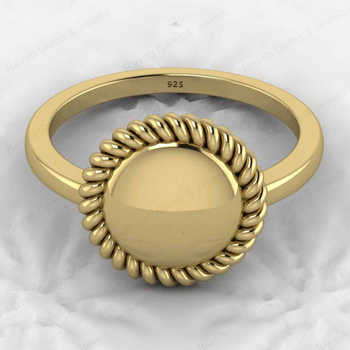 Top Selling Genuine 925 Silver Gold Vermeil Eternity American Rope Beaded Round Circle Statement Chunky Signet Ring Fine Jewelry