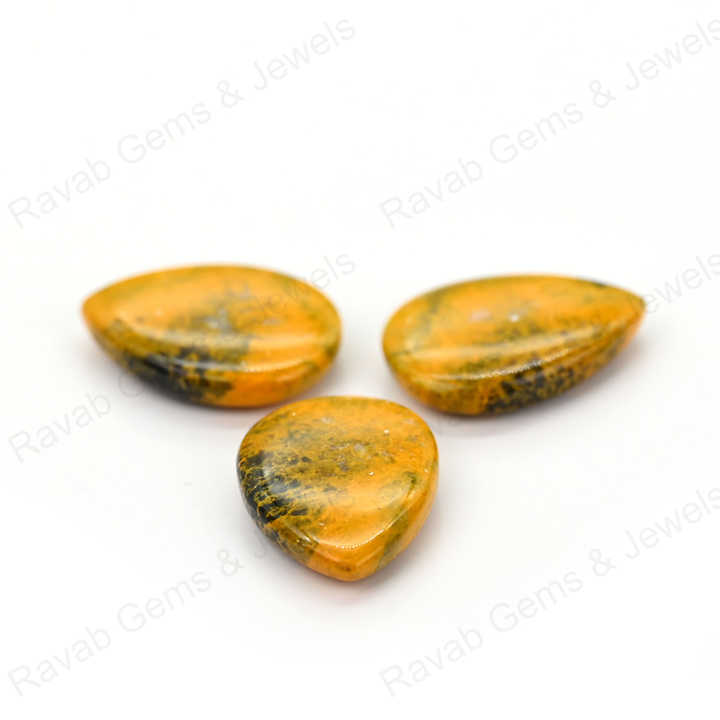 Top Rare 16x22mm Natural Bumble Bee Jasper Pear Shape Cabochon Gemstone Hand Polish Loose Stone for Making Fine Jewelry