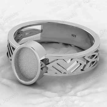 925 Sterling Silver High Quality Filigree Pre-Noted Design Semi Mount Blank Ring Bezel Setting Keepsake Breastmilk Jewelry