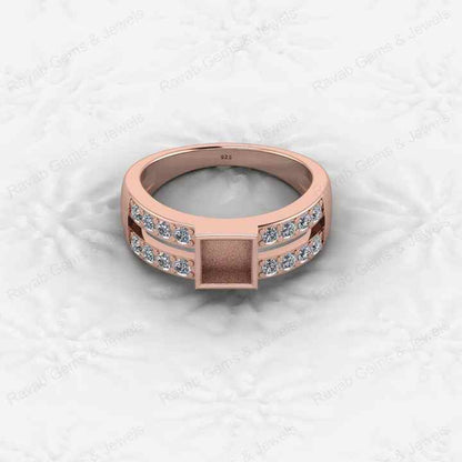 Top Quality 925 Silver 7X7mm Double Band With CZ Semi Mount Blank Setting Ring Good for Resin & Ashes Work Keepsake DIY Jewelry
