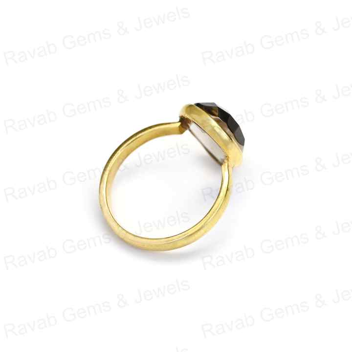 Top Quality Solid 925 Sterling Silver Natural Smoky Quartz Pear Checker Cut 10x14mm Bezel Setting 18k Gold Filled Ring for Women
