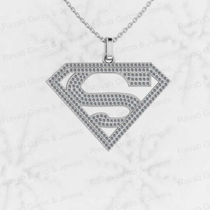 Top Trending Solid 925 Silver Superman S Initial Symbol Hip Hop Pendant Necklace Men Iced CZ Diamond Personalized Fine Jewelry