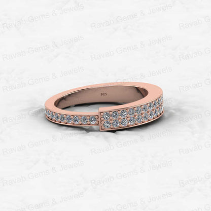 Top Selling 925 Sterling Silver Minimalist Micro Pave CZ Diamond Gold Vermeil Eternity Band Thick Women's Ring Fine Jewelry