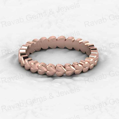 Best Selling Genuine 925 Sterling Silver Gold Vermeil Eternity Curved 3mm Love Heart Band Minimalist Women Ring for Fine Jewelry