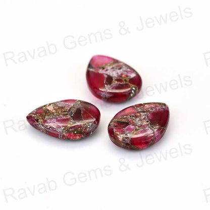 New Arrival Quality 16X22mm Mohave Pink Ruby Copper Pear Shaped Hand Polish Gemstone for Making 14k Gold Handmade Fine Jewelry
