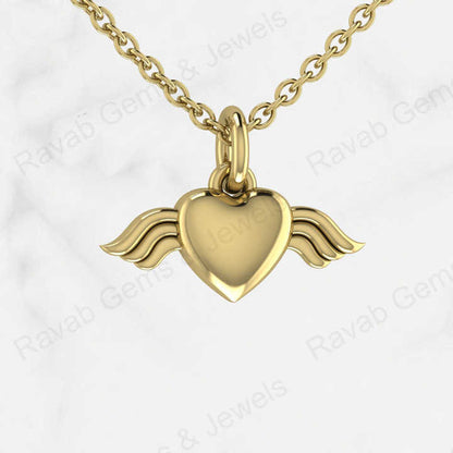 Beautiful Valentines Love Day 925 Silver 11mm Angel Wing Heart Shape Women Charm Pendant Necklace Personalized Fine Jewelry