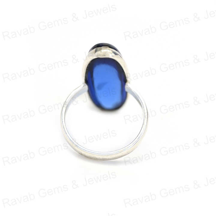 Top Selling Solid 925 Sterling Silver Blue Sapphire Quartz 10x30mm Long Oval Bezel Setting Ring for Women Fine Handmade Jewelry
