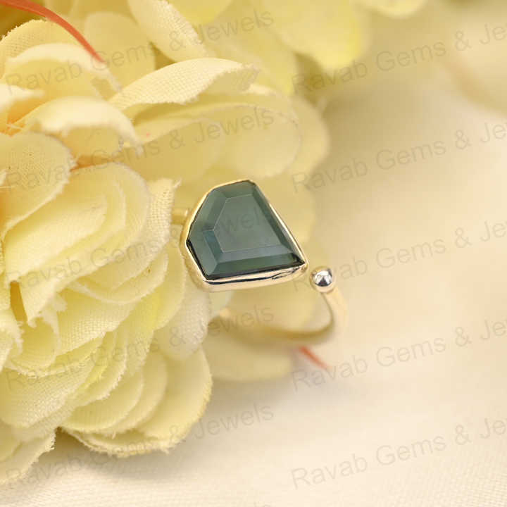 Top Selling Natural Iolite Quartz Ring Sterling 925 Silver 10x10mm Diamond Cut Faceted Bezel Setting Ring for Women Jewelry