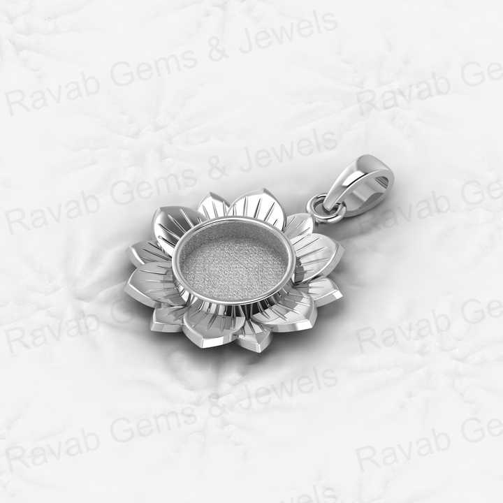 Solid 925 Sterling Silver 29x21mm Sunshine Sunflower Semi Mounting Blank Charm Pendant Resin & Ashes Work Jewelry Findings