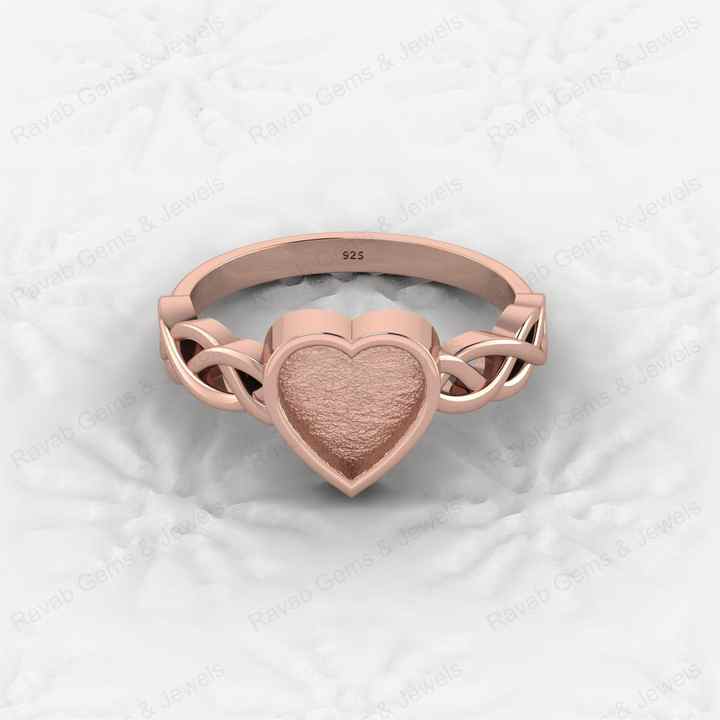 High Quality Genuine 925 Sterling Silver 8mm Heart Shape Semi Mount Blank Bezel Setting Ring Fashionable Good Keepsake Jewelry