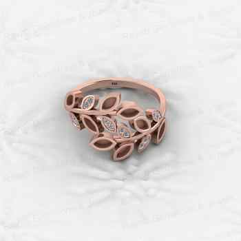 Best Selling 925 Silver Semi Mount Blank Ring Setting 2x4mm Marquise CZ.80 Leaf Design Fine Breastmilk Keepsake Jewelry