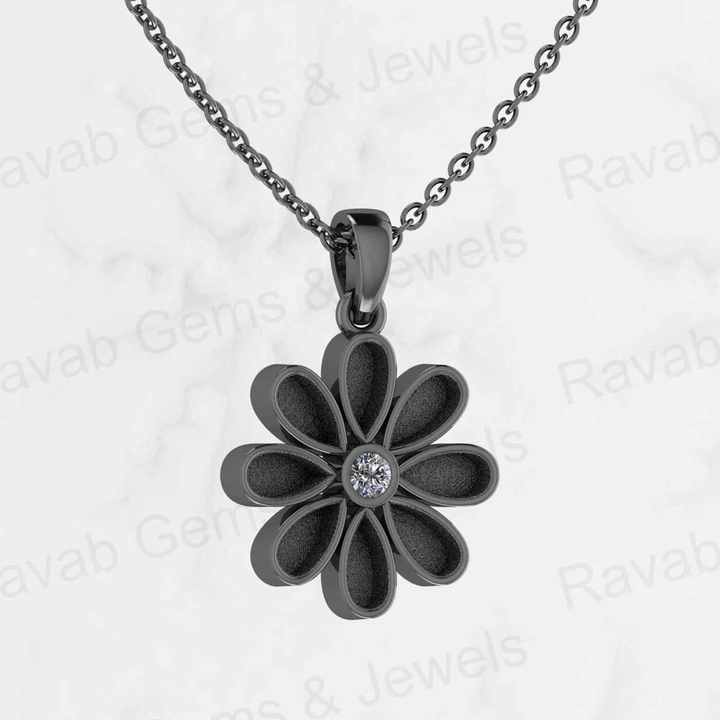 925 Sterling Silver With CZ 17x23mm Flower Design Blank Charm Pendant Setting for Resin & Ashes Keepsake Memorial Jewelry