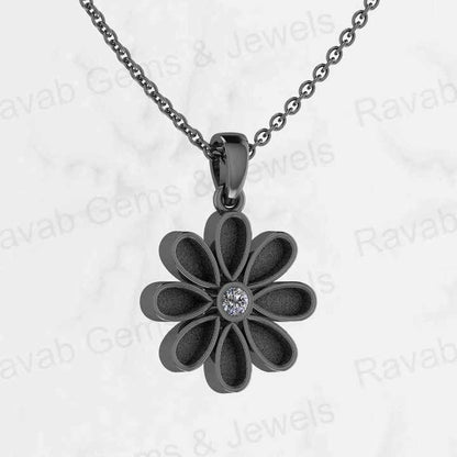 925 Sterling Silver With CZ 17x23mm Flower Design Blank Charm Pendant Setting for Resin & Ashes Keepsake Memorial Jewelry