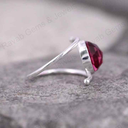 10mm Pink Tourmaline Quartz Rose Cut Bezel Setting Solid 925 Sterling Silver Women Handmade Ring For Women Fine Jewelry