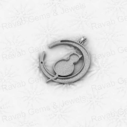 High Quality Solid 925 Silver 32mm Round With Cat Animal Blank Semi Mount Charm Pendant Setting Resin & Ashes Keepsake Jewelry