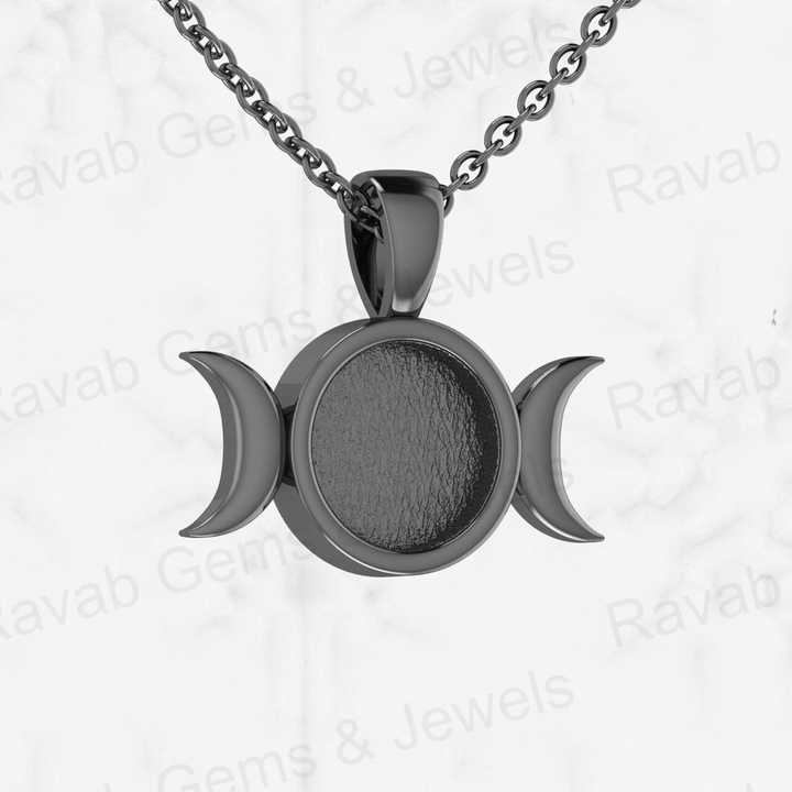 925 Sterling Silver 8mm Round With Half Moon Blank Bezel Charm Pendant Setting for Ashes & Resin Breastmilk Keepsake Jewelry