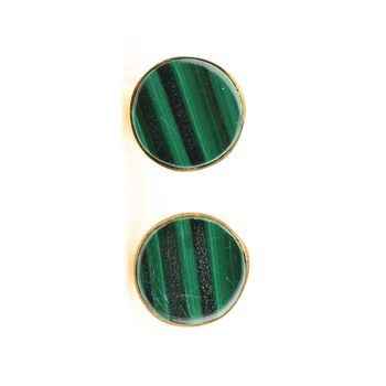18K Gold Plated Stunning Indian Design Natural Malachite Gemstone 925 Sterling Silver Fine Stud Earrings for Women and Girls