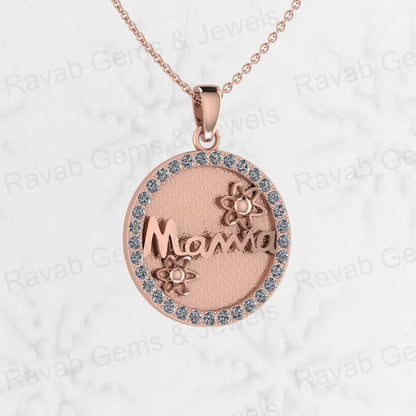 Genuine 925 Silver 25mm Circle Mother Love Initial Letter Semi Mounting Charm Pendant for Resin & Ashes Breastmilk CZ Jewelry