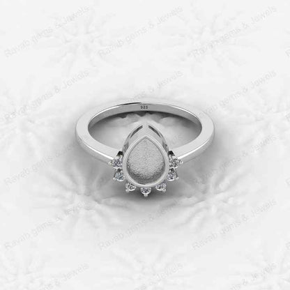 Top Quality 925 Sterling Silver 6x8mm Marquise Semi Mount Blank Setting Pear Crown Ring Good for Resin Keepsake Finding Jewelry