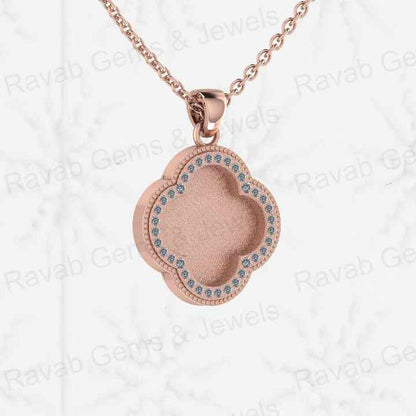 Genuine 925 Silver 12mm Clover Semi Mounting Blank Setting Bezel Resin Breastmilk Keepsake Pendant Jewelry Findings & Components