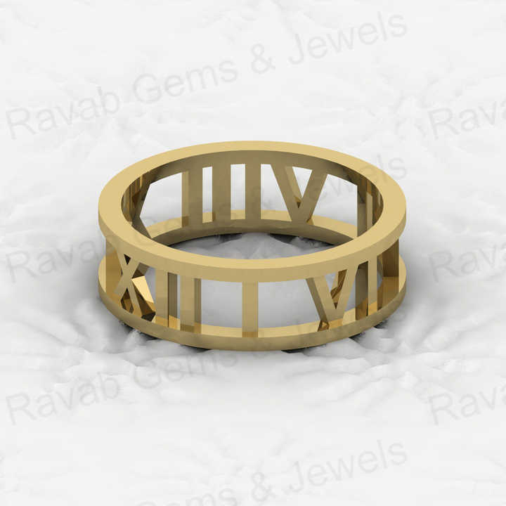 Top Selling Solid 925 Silver Gold Vermeil 6mm Text & Date History Symbolic Roman Numeral Eternity Band Men's Ring Fine Jewelry