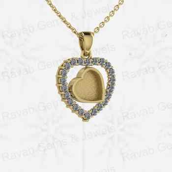 Genuine 925 Silver CZ 8mm Heart Mother Love Semi Mounting Blank Charm Pendant Setting for Resin Ashes Work & Breastmilk Jewelry