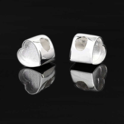 Genuine 925 Sterling Silver 9mm Heart Charm Beads with 5mm Hole Good Resin Ashes Work Keepsake DIY Finding Jewelry Components