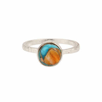 Best Quality Solid 925 Sterling Silver Fine Women's Ring Handmade Natural Oyster Turquoise 8mm Bezel Setting Premium Jewelry
