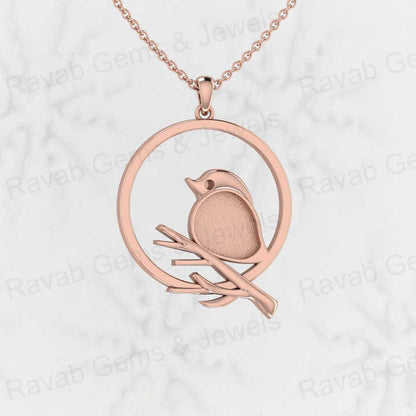 Genuine 925 Silver 25mm Sparrow Sitting Branches Semi Mount Setting Charm Pendant for Resin Ashes Work Necklace Jewelry Findings