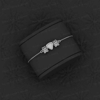 Solid 925 Sterling Silver Trillion Dog Pow Semi-Mount Bracelet Premium Quality Good Ashes Resin Work Keepsake Jewelry Finding