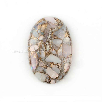 Amazing Quality Genuine Ethiopian Pink Opal Copper Composite 20x30mm Smooth Oval Cabochons Loose Gemstone for Making Jewelry