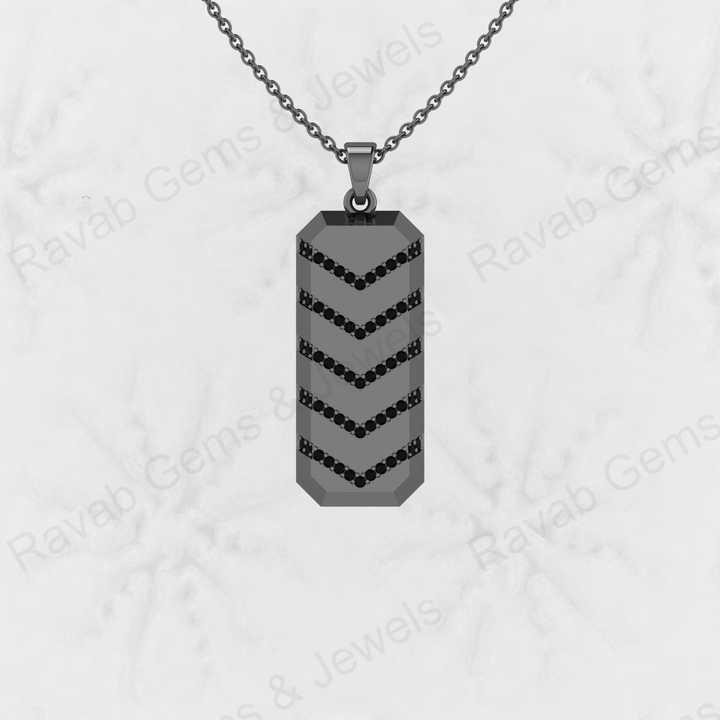 Top Selling Genuine 925 Silver Black Cubic Zircon Diamond Brilliant Cut Beveled Tire Pattern Pendant Necklace for Men's Jewelry