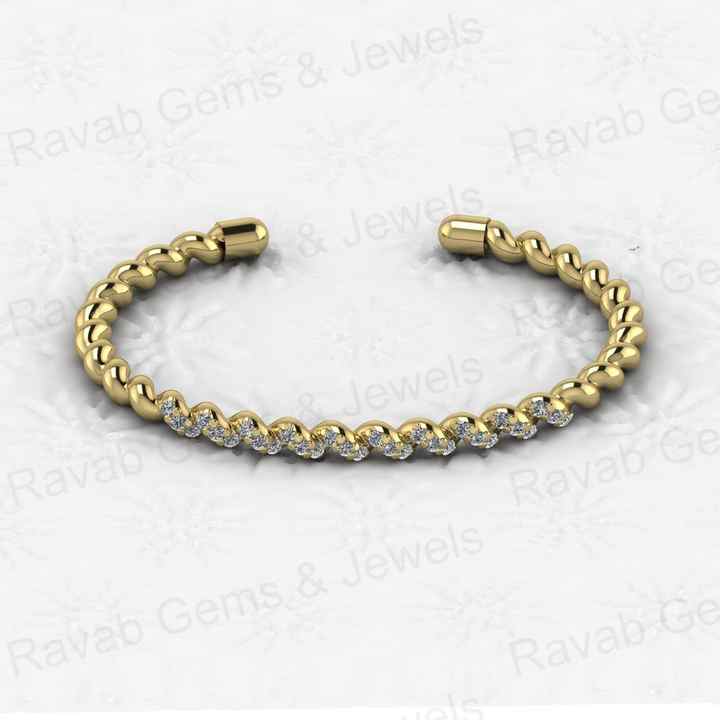 Best Selling Solid 925 Sterling Silver 18k Gold Plated Prong Setting 57x47mm Croissant CZ Bracelet for Women Fine Jewelry