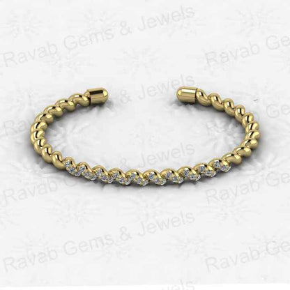 Best Selling Solid 925 Sterling Silver 18k Gold Plated Prong Setting 57x47mm Croissant CZ Bracelet for Women Fine Jewelry