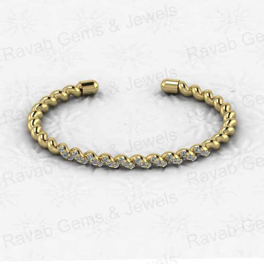 Best Selling Solid 925 Sterling Silver 18k Gold Plated Prong Setting 57x47mm Croissant CZ Bracelet for Women Fine Jewelry